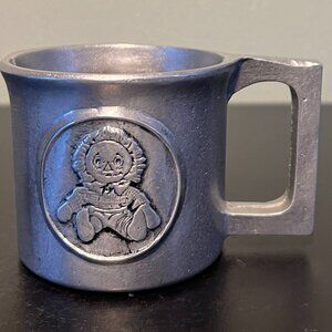 Vintage Pewter RAGGEDY ANDY / Ann Children's Cup  Mug ~ Antique Toy